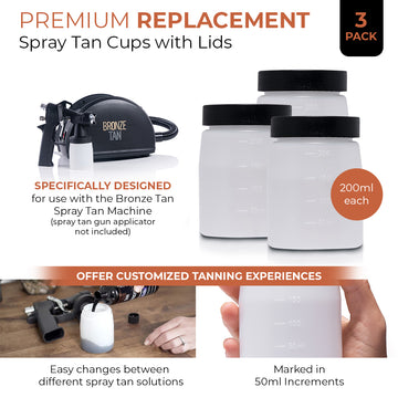 Replacement Cups with Lids for Spray Tan Gun (3 Count)